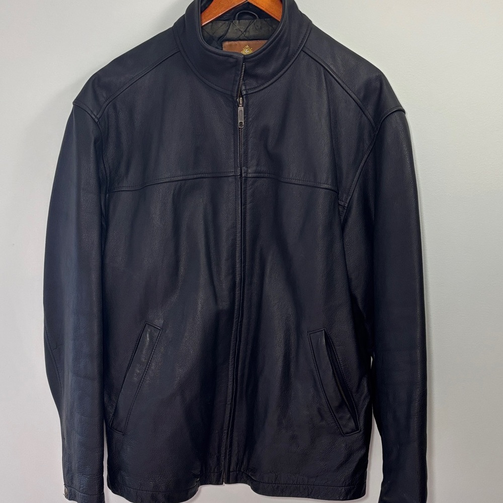 The Territory Ahead Black/Brown Leather Jacket size Large